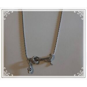 Trendy Silver Rhinestone Wrap Around Snake Design Pendant Necklace
